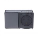 Блок ОП AtlasDesign PROFI IP54 (розетка 1-м 16А заземл. защ. шторки + 1-кл. выключатель 10А) антрацит SE ATN544070 — изображение 2
