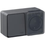 Блок ОП AtlasDesign PROFI IP54 (розетка 1-м 16А заземл. защ. шторки + 1-кл. выключатель 10А) антрацит SE ATN544070 — изображение 3