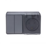 Блок ОП AtlasDesign PROFI IP54 (розетка 1-м 16А заземл. защ. шторки + 2-кл. выключатель 10А) антрацит SE ATN544074 — изображение 2