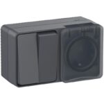 Блок ОП AtlasDesign PROFI IP54 (розетка 1-м 16А заземл. защ. шторки + 2-кл. выключатель 10А) антрацит SE ATN544074 — изображение 3