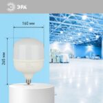 Лампа светодиодная высокомощная STD LED POWER T160-100W-6500-E27/E40 100Вт T160 колокол 6500К нейтр. бел. E27/E40 (переходник в компл.) 8000лм Эра Б0032090 — изображение 3