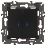 Выключатель 2-кл. СП Elegance 14-1105-05 10А IP20 250В 10AX с подсветкой механизм антрацит Эра Б0034241