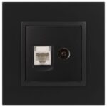 Розетка компьютерная + телевизионная 2-м Elegance 14-3110-05 RJ45 + TV IP20 механизм антрацит Эра Б0034318 — изображение 6