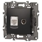 Розетка компьютерная + телевизионная 2-м Elegance 14-3110-05 RJ45 + TV IP20 механизм антрацит Эра Б0034318 — изображение 4