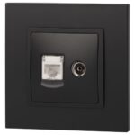 Розетка компьютерная + телевизионная 2-м Elegance 14-3110-05 RJ45 + TV IP20 механизм антрацит Эра Б0034318 — изображение 2