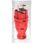 Вилка прямая V8-RED-IP44 16А IP44 з/з каучук красн. Эра Б0044547 — изображение 2
