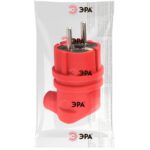 Вилка 90град. V9-RED-IP44 16А IP44 с заземл. каучук красн. Эра Б0044549 — изображение 2