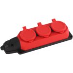 Колодка удлинителя 3-м с заземл. 16А IP44 K-3e-RED-IP44 каучук красн. Эра Б0044552