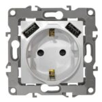 Розетка 16А 250В 2P+E с 2хUSB 5В-3А защ. шторки Elegance антрацит 14-4109-05 ЭРА Б0047871 — изображение 6