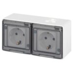 Розетка Эксперт 11-2504-01 2х2P+E гориз. IP55 шторки 16А-250В ОУ бел. Эра Б0063262