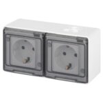 Розетка Эксперт 11-2503-01 2х2P+E гориз. IP55 16А-250В ОУ бел. Эра Б0063264