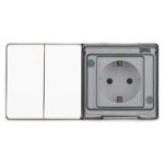 Блок розетка с выключателем Эксперт 11-7502-01 двойн. IP55 16A(10AX)-250В ОУ белый Эра Б0063270 — изображение 2