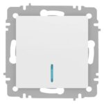 Выключатель 1-кл. СП Accent 6-102-01М 10А IP20 250В с подсветкой AL/CU бел. матов. Intro Б0063466