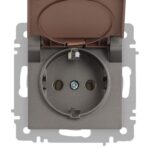 Розетка 1-м СП Accent 6-203-09 16А IP20 250В 2P+E Schuko с крышкой AL/CU титан Intro Б0063471 — изображение 4