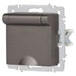 Розетка 1-м СП Accent 6-203-09 16А IP20 250В 2P+E Schuko с крышкой AL/CU титан Intro Б0063471 — изображение 3