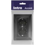 Розетка 2-м СП Accent 6-205-05 16А IP20 250В 2P+E Schuko AL/CU антрацит Intro Б0063494 — изображение 4