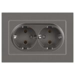 Розетка 2-м СП Accent 6-205-09 16А IP20 250В 2P+E Schuko AL/CU титан Intro Б0063500