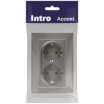 Розетка 2-м СП Accent 6-205-09 16А IP20 250В 2P+E Schuko AL/CU титан Intro Б0063500 — изображение 4