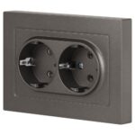 Розетка 2-м СП Accent 6-205-09 16А IP20 250В 2P+E Schuko AL/CU титан Intro Б0063500 — изображение 3