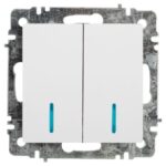 Выключатель 2-кл. СП Accent 6-105-01 10А IP20 250В с подсветкой AL/CU бел. Intro Б0063505