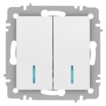 Выключатель 2-кл. СП Accent 6-105-01М 10А IP20 250В с подсветкой AL/CU бел. матов. Intro Б0063507