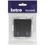 Выключатель 2-кл. СП Accent 6-105-05 10А IP20 250В с подсветкой AL/CU антрацит Intro Б0063516 — изображение 5