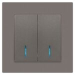 Выключатель 2-кл. СП Accent 6-105-09 10А IP20 250В с подсветкой AL/CU титан Intro Б0063525 — изображение 6