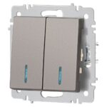 Выключатель 2-кл. СП Accent 6-105-09 10А IP20 250В с подсветкой AL/CU титан Intro Б0063525 — изображение 4