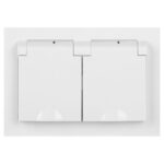 Розетка 2-м СП Accent 6-210-01 16А IP44 250В 2P+E Schuko с крышками защ. шторки AL/CU бел. Intro Б0063577