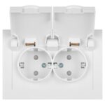 Розетка 2-м СП Accent 6-210-01 16А IP44 250В 2P+E Schuko с крышками защ. шторки AL/CU бел. Intro Б0063577 — изображение 2