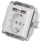 Розетка 1-м СП Accent 6-410-01 16А IP20 250В P+E Schuko защ. шторки + 2хUSB бел. Intro Б0063689 — изображение 2