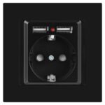 Розетка 1-м СП Accent 6-410-05 16А IP20 250В P+E Schuko + 2хUSB защ. шторки антрацит Intro Б0063698 — изображение 6
