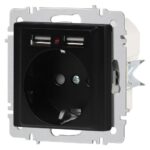 Розетка 1-м СП Accent 6-410-05 16А IP20 250В P+E Schuko + 2хUSB защ. шторки антрацит Intro Б0063698 — изображение 4