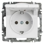 Розетка 1-м СП Accent 6-203-01 16А IP20 250В 2P+E Schuko с крышкой AL/CU бел. Intro Б0063709 — изображение 2