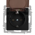 Розетка 1-м СП Accent 6-203-05 16А IP20 250В 2P+E Schuko с крышкой антрацит Intro Б0063747 — изображение 4