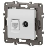 Розетка компьютерная + телевизионная Elegance 14-3110-01М RJ45+TV матов. бел. Эра Б0065767 — изображение 3