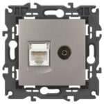 Розетка компьютерная + телевизионная Elegance 14-3110-16 RJ45+TV титан Эра Б0065768