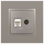 Розетка компьютерная + телевизионная Elegance 14-3110-16 RJ45+TV титан Эра Б0065768 — изображение 6