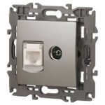 Розетка компьютерная + телевизионная Elegance 14-3110-16 RJ45+TV титан Эра Б0065768 — изображение 3