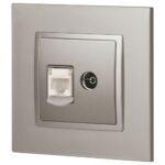 Розетка компьютерная + телевизионная Elegance 14-3110-16 RJ45+TV титан Эра Б0065768 — изображение 4