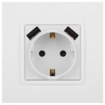 Розетка Elegance 14-4109-01М 16A 250В 2P+E защ. штор. с 2xUSB 3А 5В матов. бел. Эра Б0065773 — изображение 3