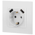 Розетка Elegance 14-4109-01М 16A 250В 2P+E защ. штор. с 2xUSB 3А 5В матов. бел. Эра Б0065773 — изображение 2