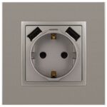 Розетка Elegance 14-4109-16 16A 250В 2P+E защ. штор. с 2xUSB 3А 5В титан Эра Б0065775 — изображение 6