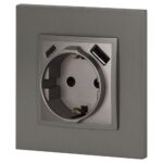 Розетка Elegance 14-4108-16 16A 250В 2P+E защ. шторки с USB type-A+C 3А 5В титан Эра Б0067695 — изображение 2