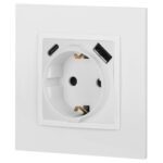 Розетка Elegance 14-4108-01М 16A 250В 2P+E защ. шторки с USB type-A+C 3А 5В матов. бел. Эра Б0067710 — изображение 2