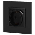 Розетка Elegance 14-4108-05 16A 250В 2P+E защ. шторки с USB type-A+C 3А 5В антрацит Эра Б0067724 — изображение 2