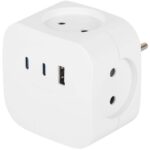 Разветвитель 4-м SP-4-3USBAC-W + 3 USB A+C со шторками 10А бел. Эра Б0069083
