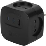 Разветвитель 4-м SP-4-3USBAC-B + 3 USB A+C со шторками 10А черн. Эра Б0069084