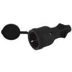 Розетка RX11-B-IP44 16А IP44 прямая с заземл. каучук черн. ЭРА Б0069325 — изображение 2