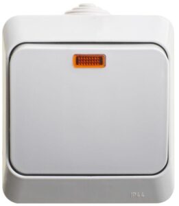 Выключатель 1-кл. ОП Этюд 10А IP44 10AX с подсветкой сер. SE BA10-045C — изображение 2
